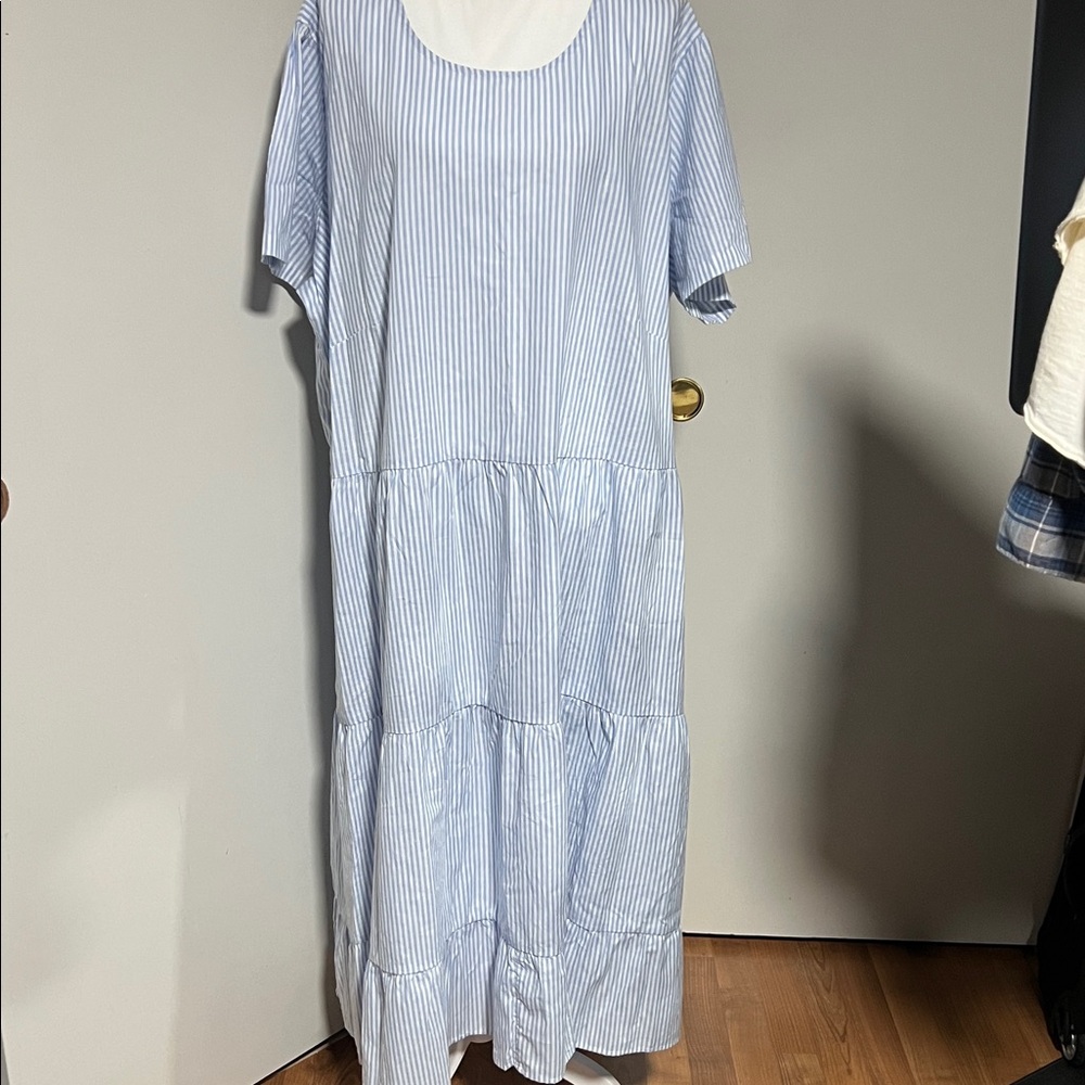 Tradlands Light Blue Striped Maxi Dress